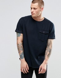 Черная джинсовая oversize‑футболка в стиле милитари ASOS - Черный