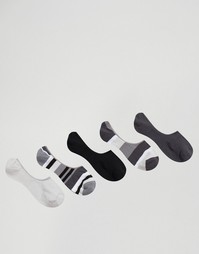 5 пар черно‑белых носков‑подследников в полоску ASOS - Monochrome
