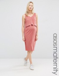 Платье с двухслойным лифом для кормящих мам ASOS Maternity - Clay