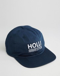 Темно-синяя кепка с вышитым логотипом Hollister - Темно-синий