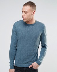 Сине-зеленый хлопковый джемпер с круглым вырезом ASOS - Dusty teal