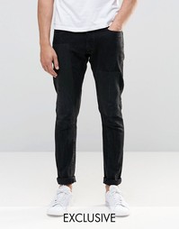 Черные выбеленные состаренные джинсы слим G-Star 3301-A