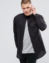 Черная рубашка в стиле милитари с воротом на пуговице ASOS - Черный