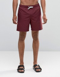 Бордовые шорты для плавания средней длины ASOS - Burgundy