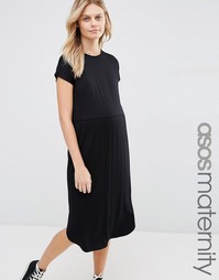 Приталенное платье‑футболка миди для беременных ASOS Maternity