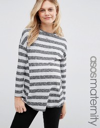 Длинный топ в рубчик с фактурными полосками ASOS Maternity