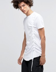 Белая ультраудлиненная футболка с рюшами ASOS - Белый