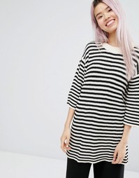 Oversize-джемпер в полоску Monki - Бежевый