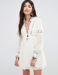 Платье с кружевными вставками Free People Dreamland - Слоновая кость