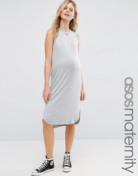 Платье-футболка без рукавов для беременных с закругленным низом ASOS M