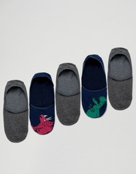 Набор из 5 пар носков-невидимок с динозаврами ASOS - Мульти