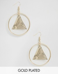 Позолоченные серьги‑подвески с кольцами Nylon - С золотым покрытием