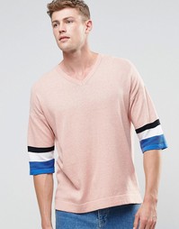 Трикотажная футболка с рукавами 3/4 ASOS - Розовый