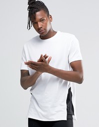 Монохромная длинная футболка с контрастными вставками по бокам ASOS