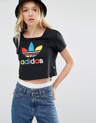 Укороченная футболка слим adidas Originals - Черный