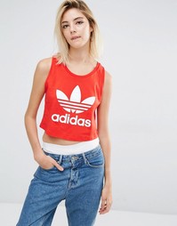 Свободная укороченная майка с логотипом-трилистником adidas Originals
