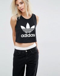 Свободная укороченная майка с логотипом-трилистником adidas Originals