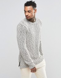 Вязаный джемпер с молниями у края ASOS - Beige nep