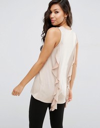 Топ с удлиненной спинкой и рюшами ASOS - Stone