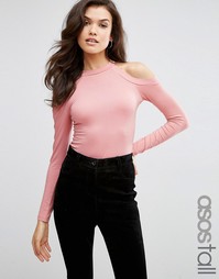 Боди с высокой горловиной и вырезами на плечах ASOS TALL - Телесный