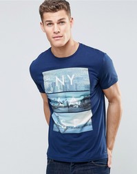 Футболка с принтом Esprit - 400 темно-синий