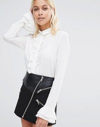 Рубашка с рюшами спереди Fashion Union - Белый