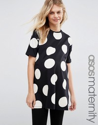 Свободная туника в горошек с разрезами по бокам для беременных ASOS Ma