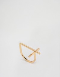 Кольцо с крестом ASOS - Золотой