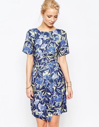 Платье с цветочным узором и запахом на юбке Closet - Мульти