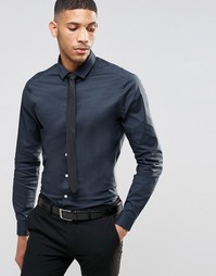 Темно-серая рубашка скинни и черный галстук ASOS СКИДКА 15% - Угольный