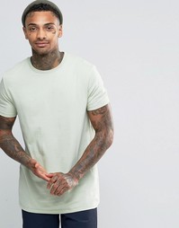 Длинная зеленая футболка ASOS - Имитация кожи рептилии