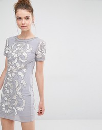 Бархатное цельнокройное платье Frock and Frill - Серый