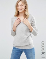 Джемпер с V‑образным вырезом ASOS TALL - Серый