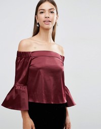 Атласный топ ASOS - Темно-бордовый