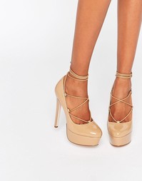 Туфли на платформе со шнуровкой ASOS PARTY ALL NIGHT