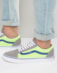 Кроссовки с зелеными неоновыми вставками Vans Old Skool V004OJJSV