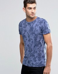 Футболка с круглым вырезом и цветочным принтом Jack &amp; Jones - Синий