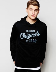 Худи через голову с принтом Jack &amp; Jones - Черный