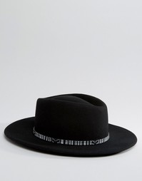 Широкополая шляпа с фестивальной лентой ASOS - Черный