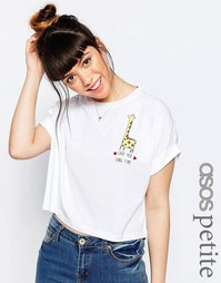 Укороченная футболка с принтом ASOS PETITE Love You Long Time - Белый