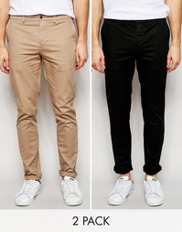 Комплект из 2 пар зауженных чиносов ASOS - СКИДКА 15%