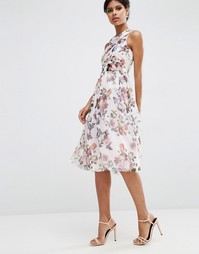 Приталенное платье миди с цветочным принтом ASOS - Принт