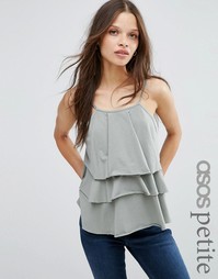 ASOS PETITE Cami with Washed Ruffles - Хаки