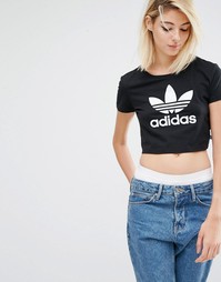 Укороченная футболка зауженного кроя с логотипом-трилистником Adidas O