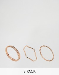 Комплект плетеных колец ASOS - Розовое золото
