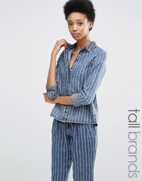 Noisy May Tall Pinstripe Shirt Co Ord - Синий