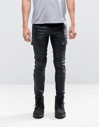 Супероблегающие джинсы с покрытием и накладными карманами ASOS