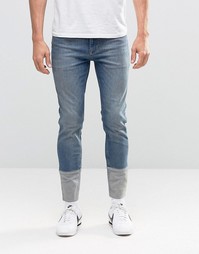 Синие джинсы скинни со вставками ASOS - Умеренный синий