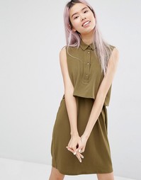Двухслойное платье‑рубашка Monki - Зеленый