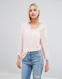Блузка с полупрозрачной вставкой Selected - Розовый